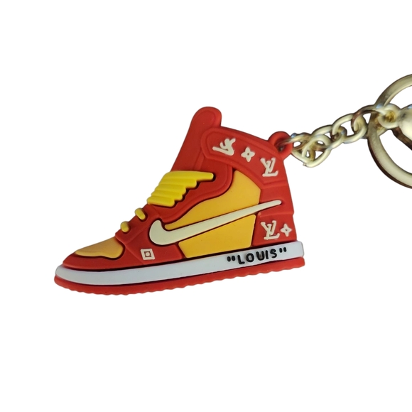 Key Ring Bag Charm Red Sneaker Keychain with Strap - Picture 2 of 2
